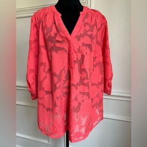 Torrid Floral Lace V-Neck Top - Vibrant Orange Blouse, Plus Size 1